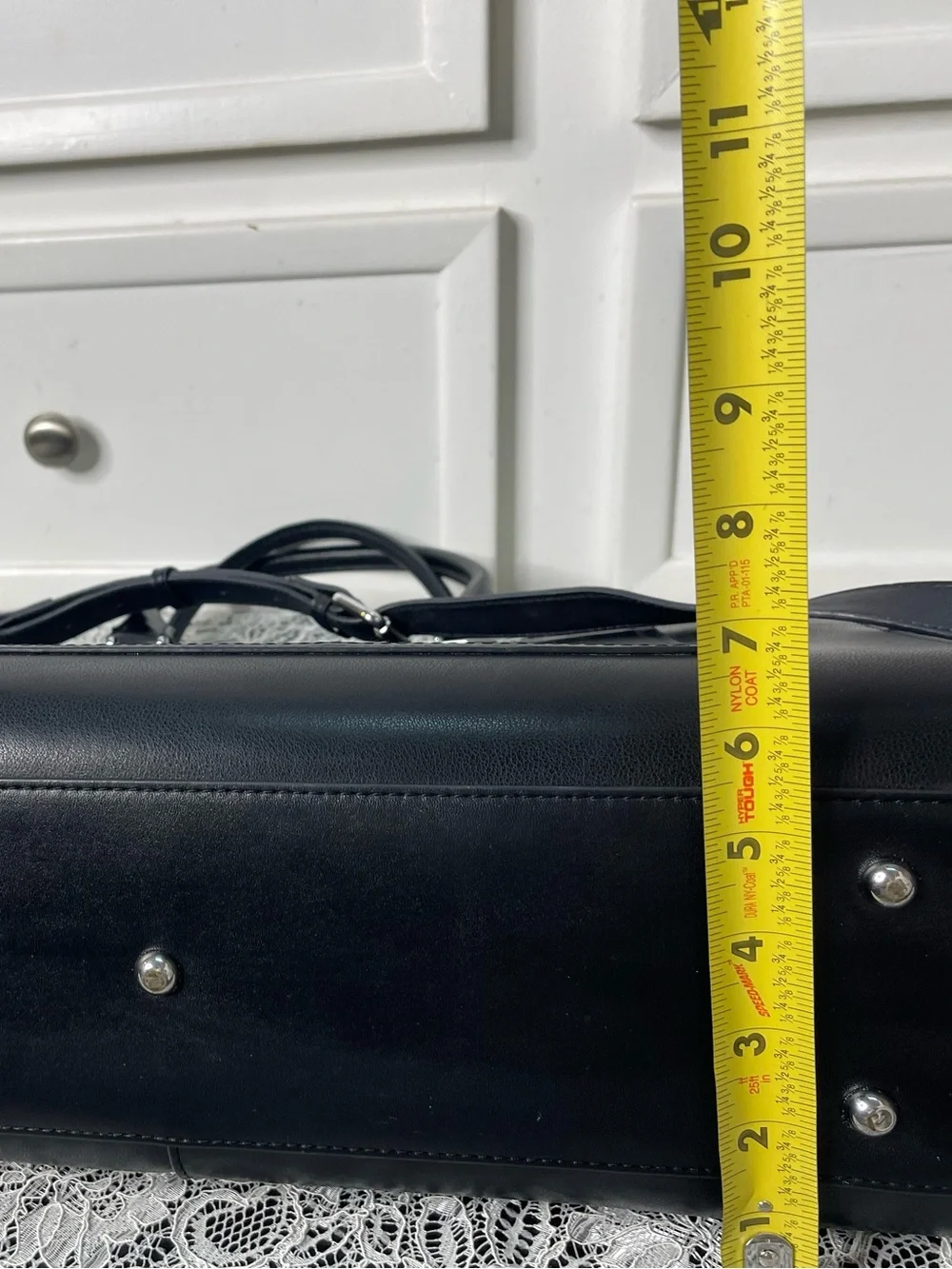 Cluci Black Vegan Leather Laptop Briefcase Shoulder Bag Tote Colorblock Gusset